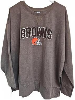 Nfl Team Apparel Cleveland Browns Womens Patch Spellout Sweatshirt XL
